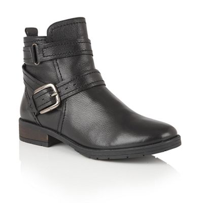 Lotus Black leather 'Kalei' zip up ankle boots